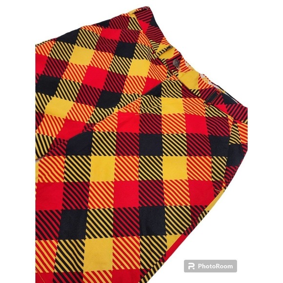Loudmouth Cheezburger Golf Shorts Orange Yellow Black Plaid Colorful Size 34 - Picture 3 of 11